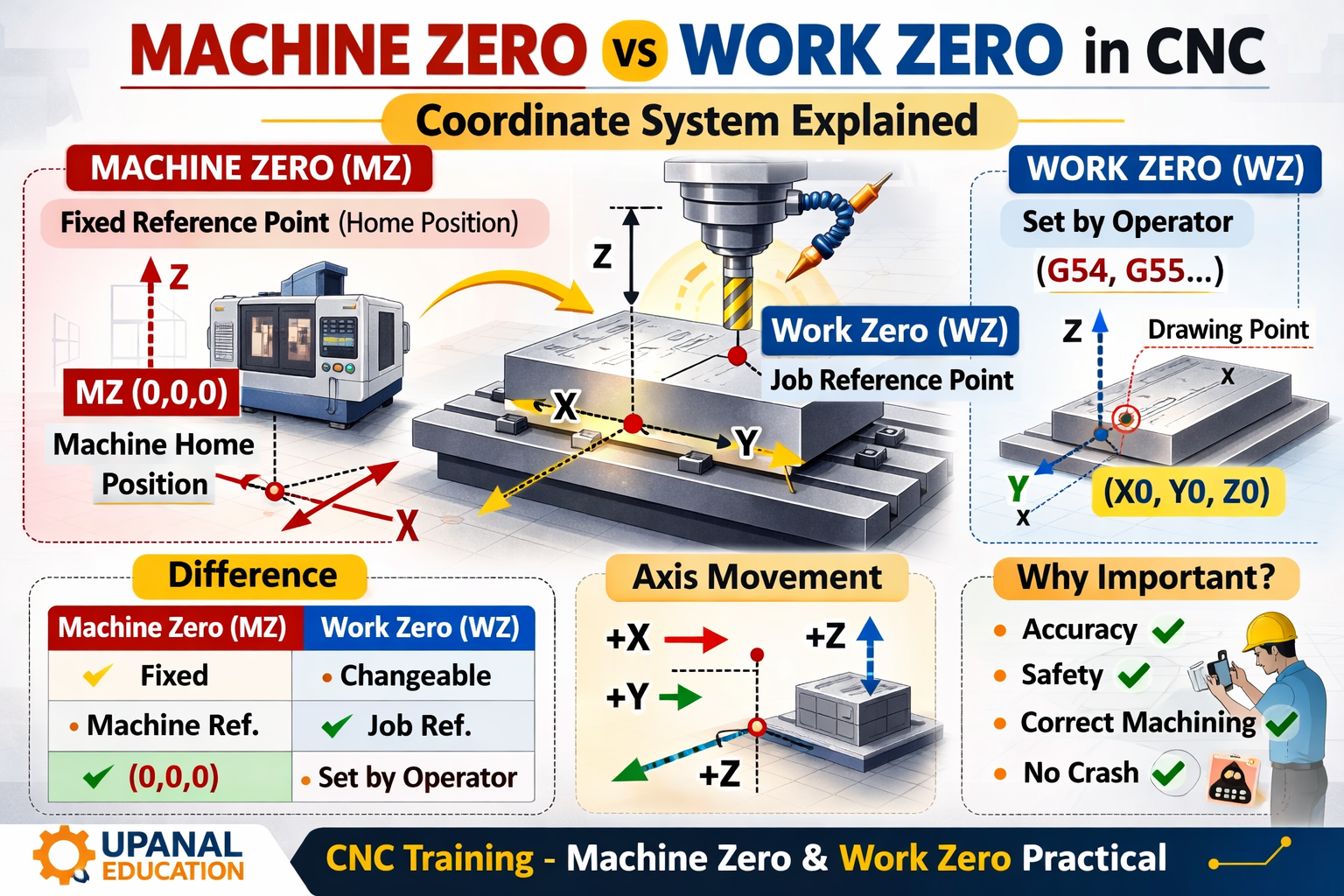 Importance of Machine Zero and Work Zero in CNC Machining