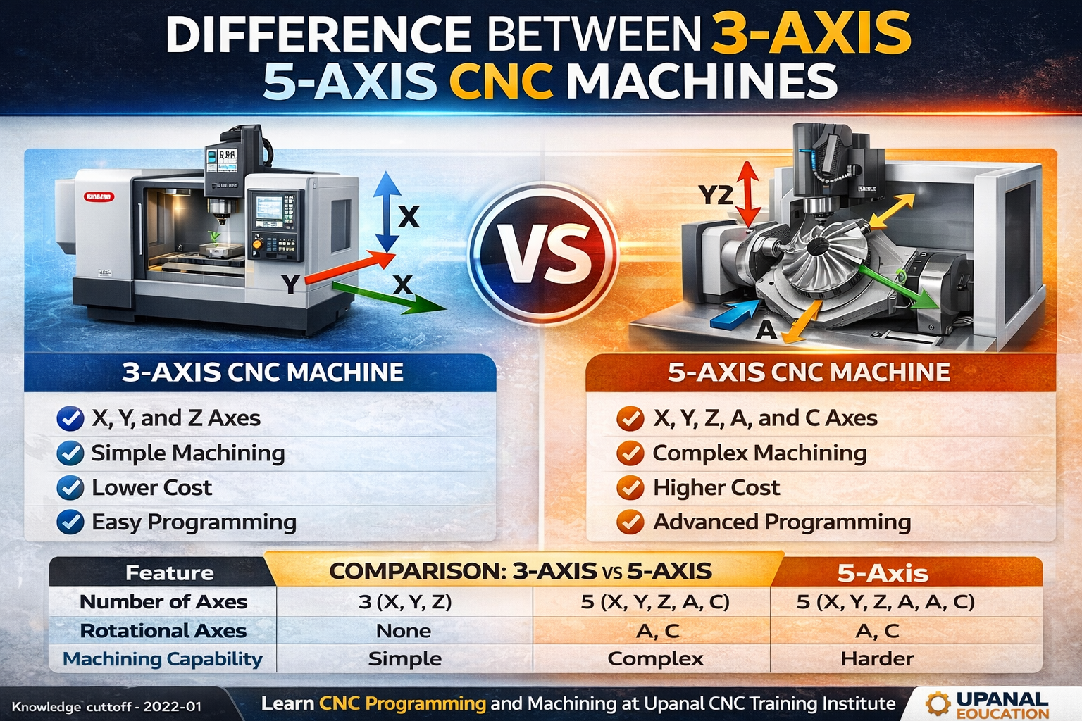 Difference Between 3-Axis and 5-Axis CNC Machines
